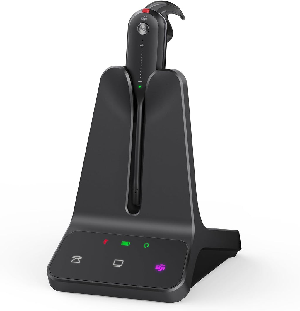 Yealink DECT Wireless Headset WH63 E2,Teams Certified,Single Ear(Mono) Office Headset for Desk Phone and Computer Softphone,Noise Cancelling Mic, 607Ft Range,3 Wearing Styles