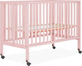 Dream On Me Quinn Full-Size Portable Baby Crib in Blush Pink, GreenGuard Gold & JPMA, Patented Quick Fold System, Adjustable Mattress Support, Smooth Wheels, Compact Design, Safe Sleep Assurance