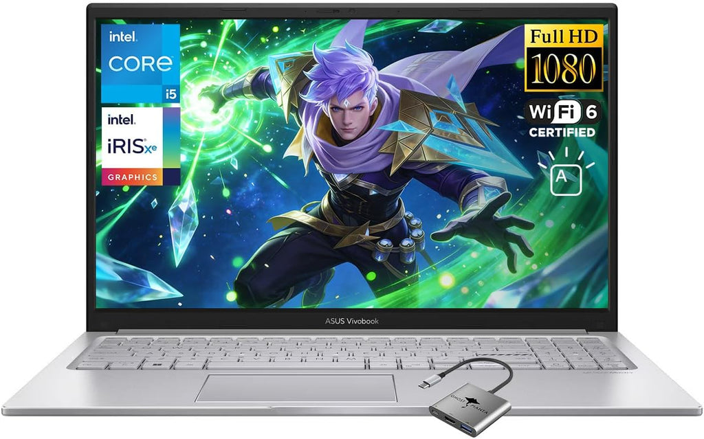 ASUS Vivobook 15 15.6" FHD Laptop, Intel 10-Core i5 1334U, 16GB RAM 512GB SSD, Intel Iris Xe Graphics Backlit Keyboard Win 11 WiFi 6 Bluetooth 5.2 Computer for Creator Business Gaming w/GM Accessory