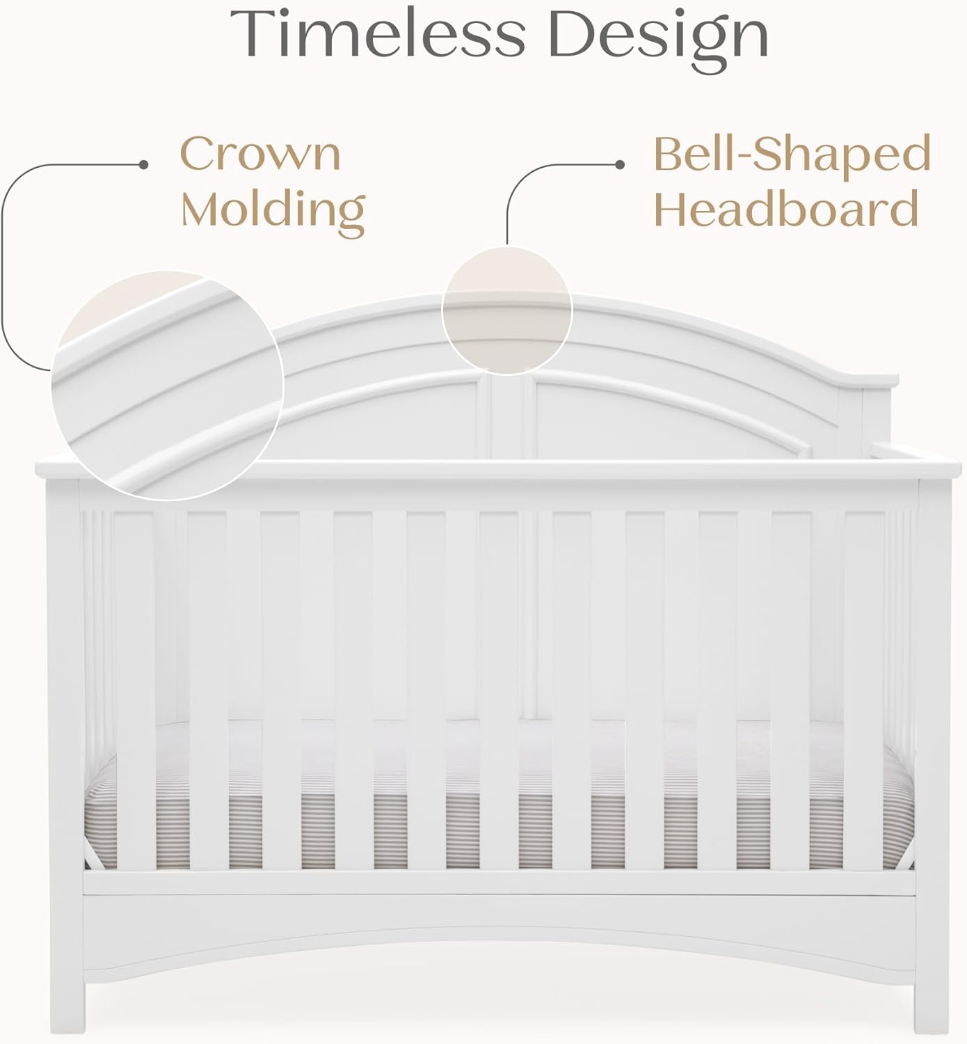 Delta Children Perry 6-in-1 Convertible Crib - Greenguard Gold Certified, Bianca White