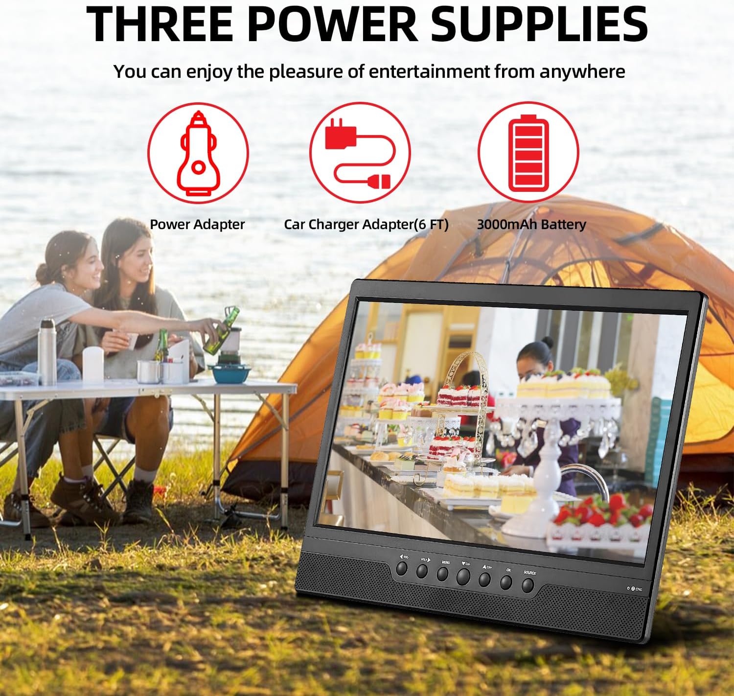 othoig 14inch Small Portable TV with Rechargeable Battery-Digital ATSC Tuner-Antenna-and USB/HDMI/AV Slot in,Car-12 Volt/AC- for Kitchens,RVs and Camping(NO with WiFi/Bluetooth/Satellite)