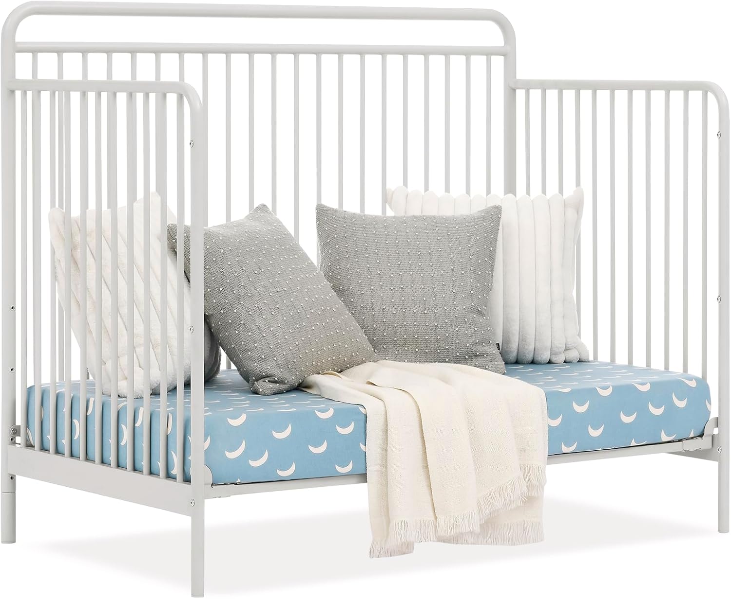 Delta Children Hayden 5-in-1 Convertible Metal Crib, Warm Gray