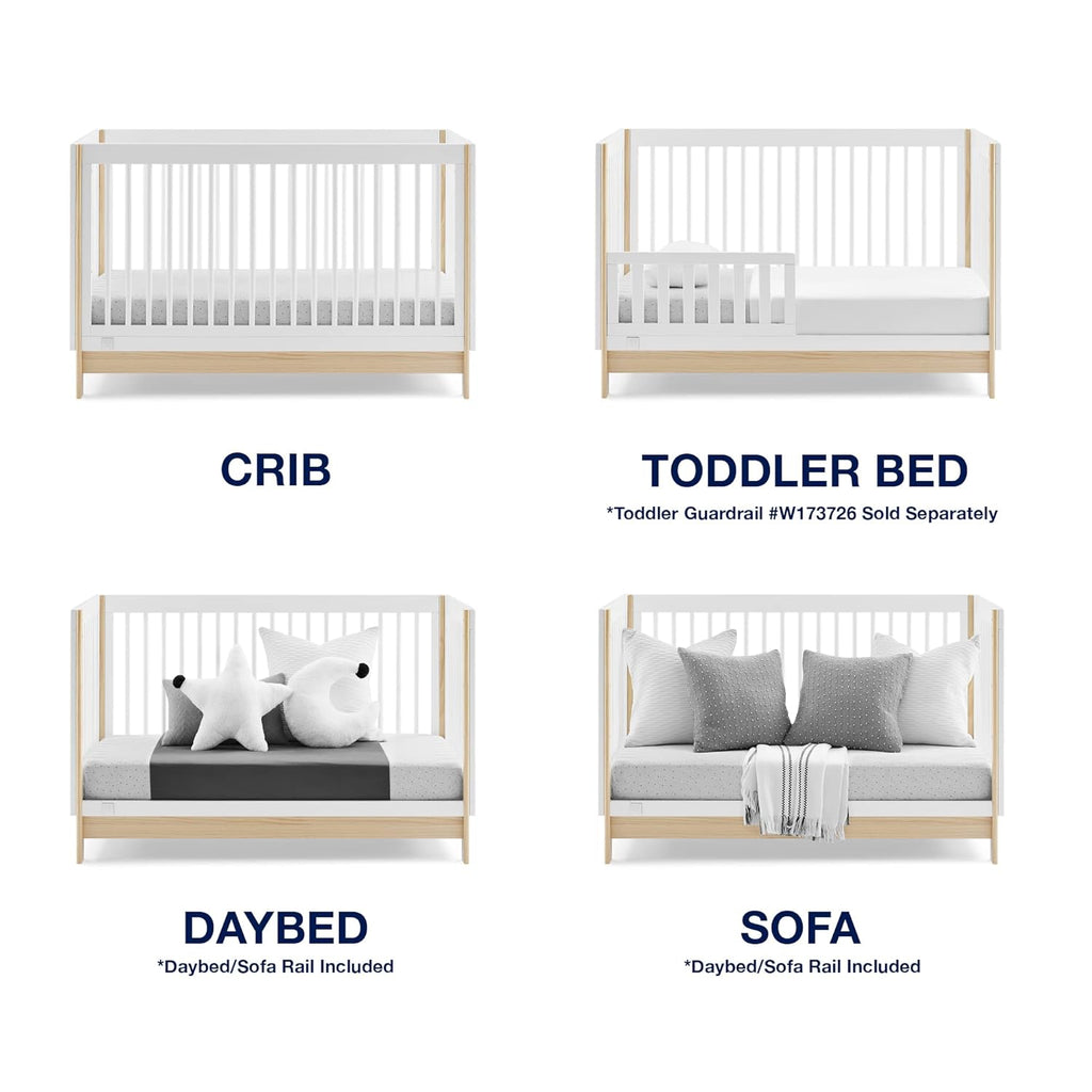 GAP babyGap Tate 4-in-1 Convertible Crib - Greenguard Gold Certified, Bianca White/Natural