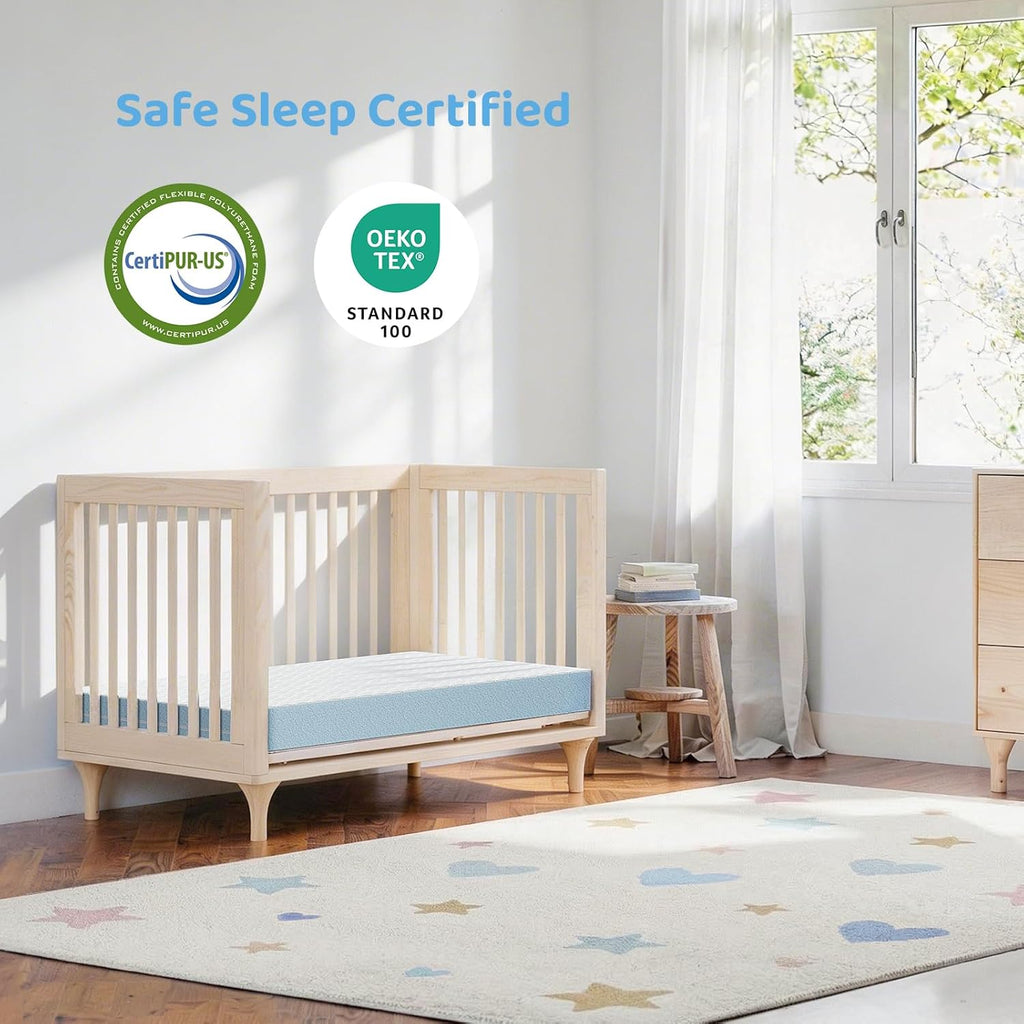 Dourxi Crib Mattress, Dual Firmness Soft & Firm Memory Foam Toddler Mattress with Breathable Washable Cover, CertiPUR-US Certified, Baby Mattresses 52" x 27.5" x 4.5" for Crib and Toddler Bed