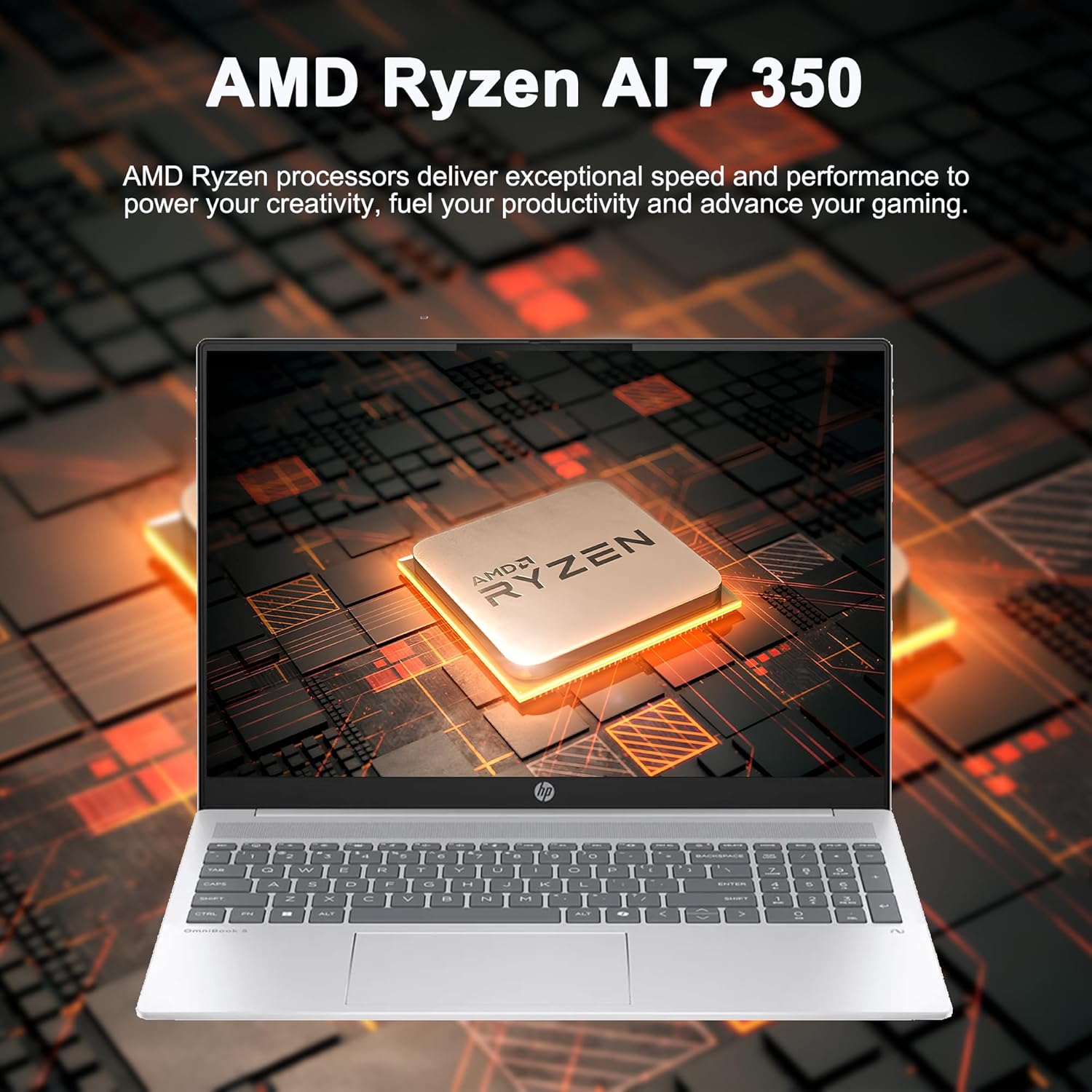HP OmniBook 5 AI PC Laptop 16" WUXGA IPS Touch AMD 8-core Ryzen AI 7 350 (Up to 50 Tops) 16GB RAM 1TB SSD for Creator Designer Business Professional Backlit IR Camera Win11Pro ICP Hub