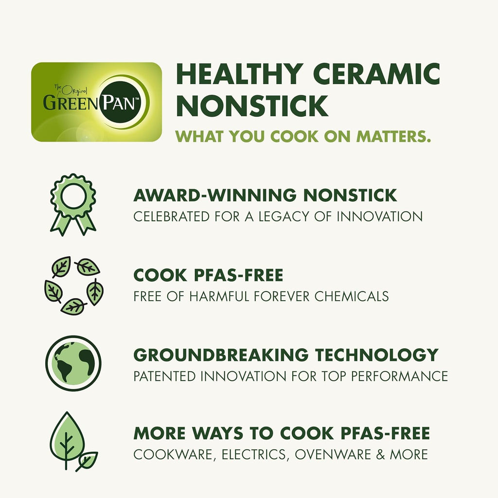 GreenPan Chatham Hard Anodized Healthy Ceramic Nonstick 10 Piece Cookware Pots and Pans Set, Frying Pan Skillets, Saucepans, Saute Pan, Stockpot, Lids, PFAS-Free, Dishwasher & Oven Safe, Gray