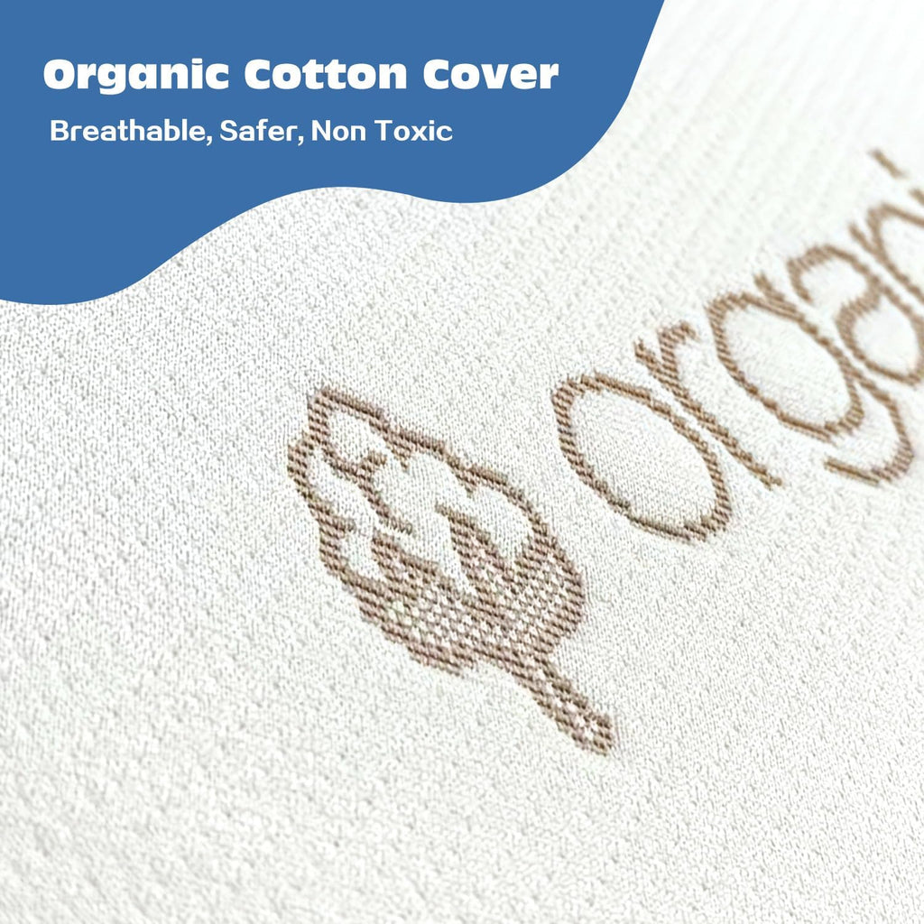 Crib & Toddler Mattress, 100% Organic Cotton Cover, Breathable, Premium Foam Interior, 5'' Thickness Firm, Fits Any Standard Size Baby Crib & Toddler Bed