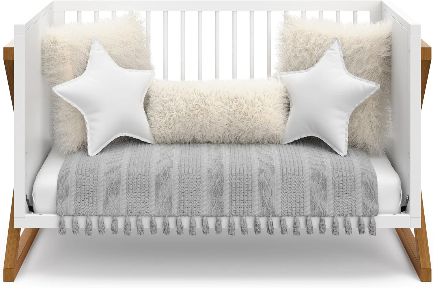Storkcraft Equinox 3-in-1 Convertible Crib – GREENGUARD Gold Certified, Fits Standard Crib Mattress, Converts to Toddler Bed and Daybed, 4 Adjustable Mattress Heights (White and Vintage Driftwood)