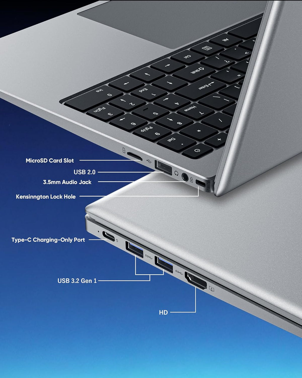 Laptop Computer, 15.6" FHD IPS | Pentium 6500Y | 16GB RAM | 512GB SSD | WiFi 5, BT5.0 | Privacy Shutter - for Office, Media, Home Use, Silver