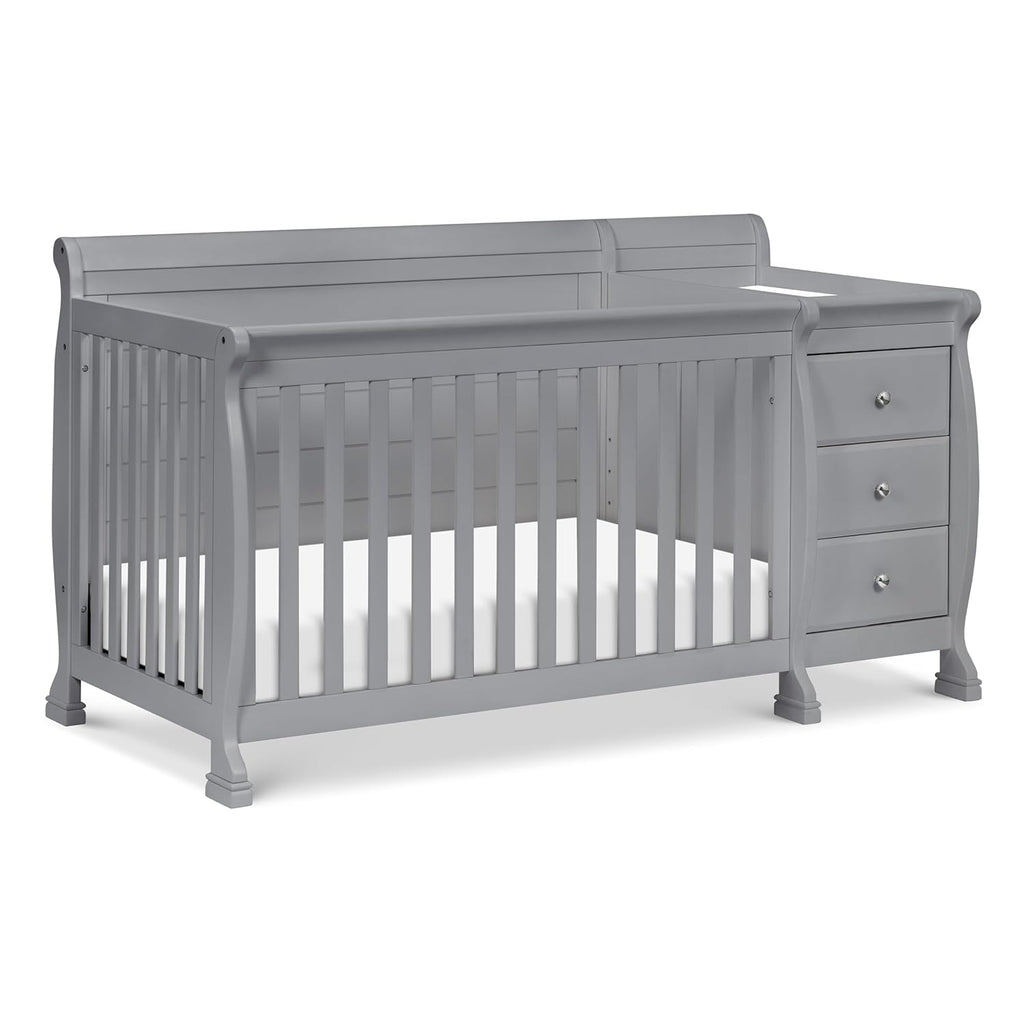 Davinci Kalani 4-in-1 Convertible Baby Crib & Changing Table Combo - GREENGUARD Gold Certified - Toddler Bed, Daybed, Full-Size Bed Conversion - 4 Adjustable Mattress Heights - Gray