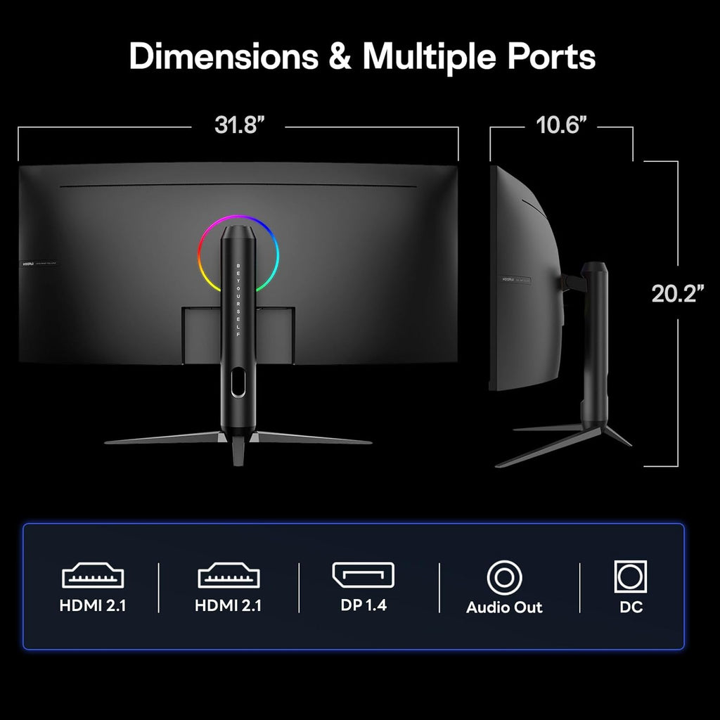 KOORUI 34 inch Ultrawide Curved Gaming Monitor 240Hz, PIP/PBP, 3440x1440P, 21:9 Display, 1500R Curvature. 1ms, Adaptive Sync, DP, HDMI, Vesa amoun,Support PS5,Computer Monitor G3441XC
