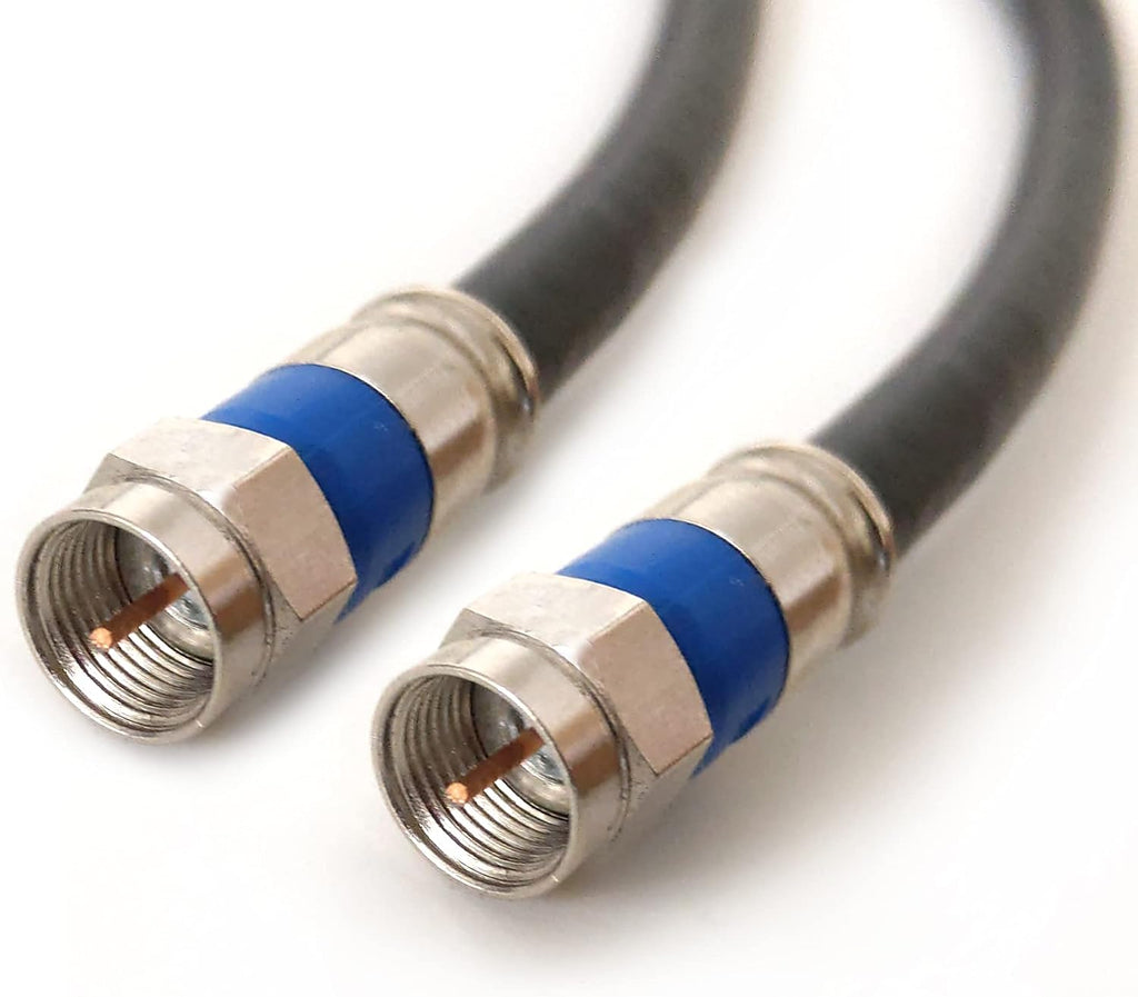 PHAT SATELLITE 100ft Quad Shield Indoor Outdoor Solid Copper RG-6 Coaxial Cable 3Ghz 75 Ohm DIRECTV Approved Satellite TV or Broadband Internet Belden SNAP N Seal RG6 Fittings Assembled in USA INTL
