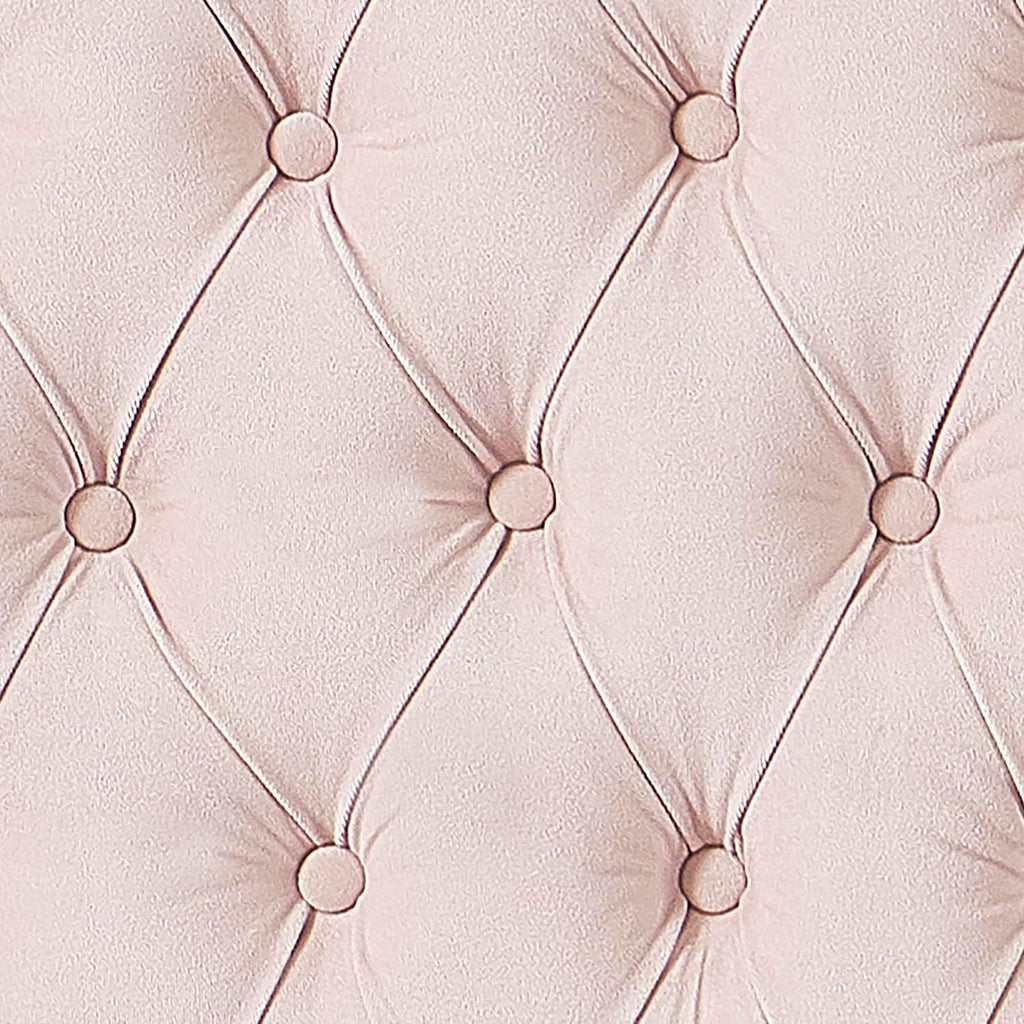 Elle Decor Celeste Tufted Upholstered Padded Headboard with Contemporary Button Tufting, Soft Linen-Textured Fabric, Queen Size, Blush Pink Velvet