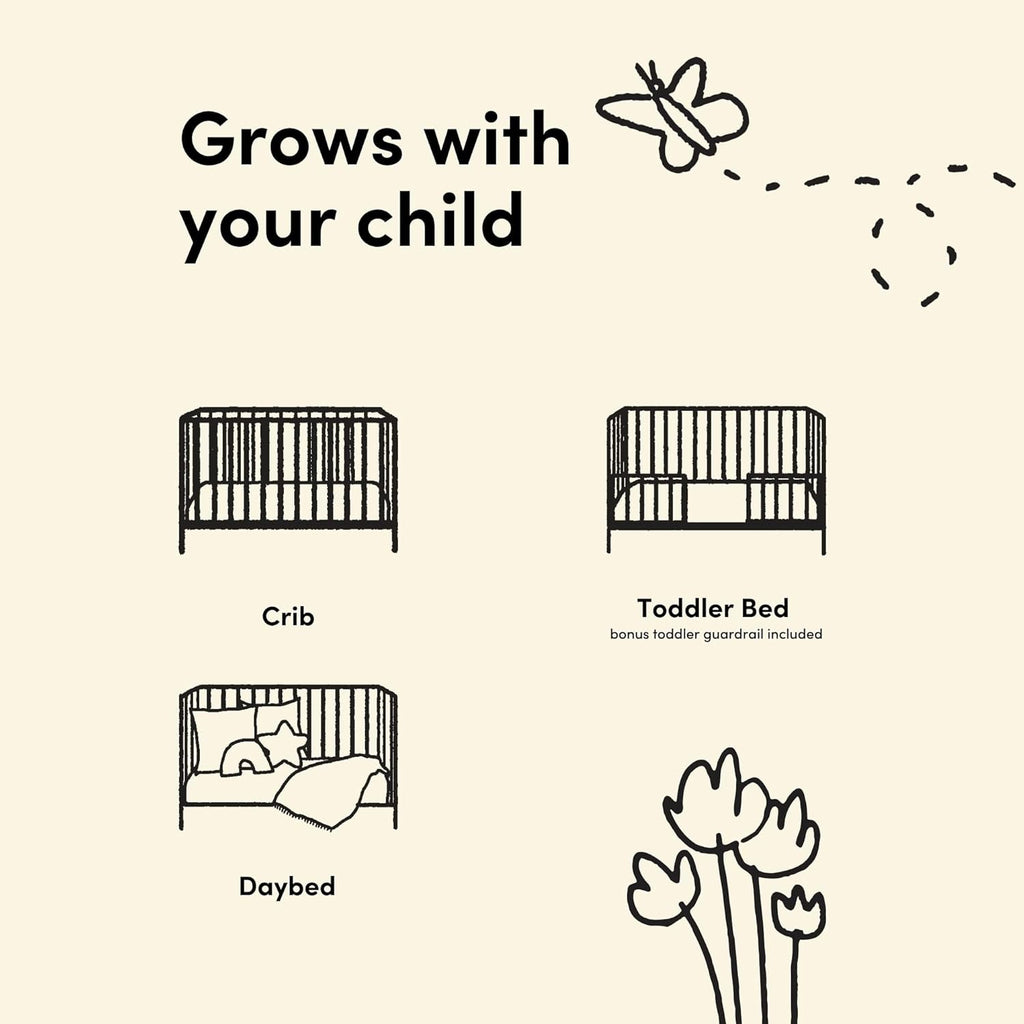Storkcraft Sicily 3-in-1 Convertible Crib with Toddler Rail Included – GREENGUARD Gold Certified, 100% Solid Wood, Converts to Toddler Bed, Fits Standard Baby Crib Mattress (Driftwood)