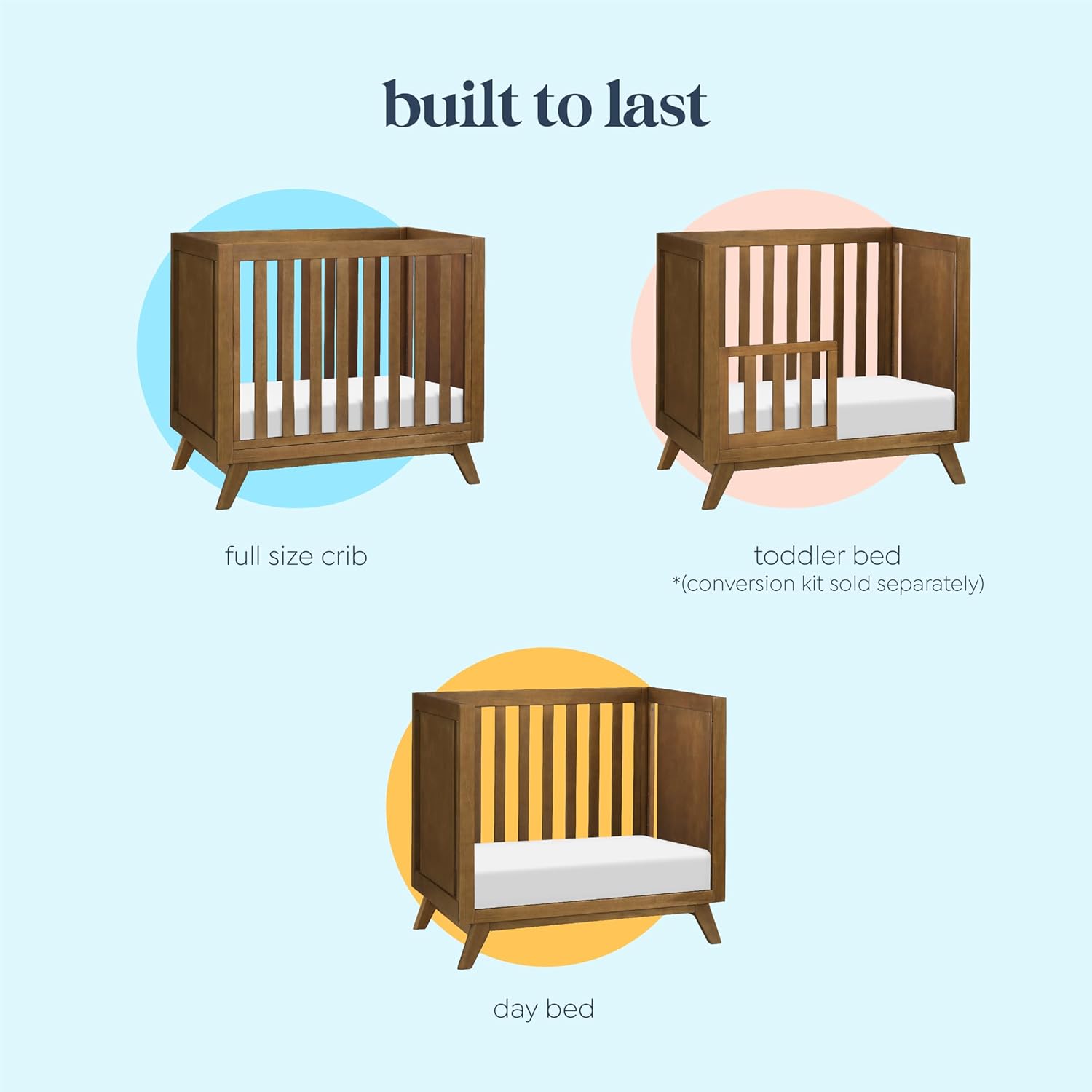 Davinci Otto 3-in-1 Convertible Mini Crib with 4" Mattress in Walnut, Greenguard Gold Certified
