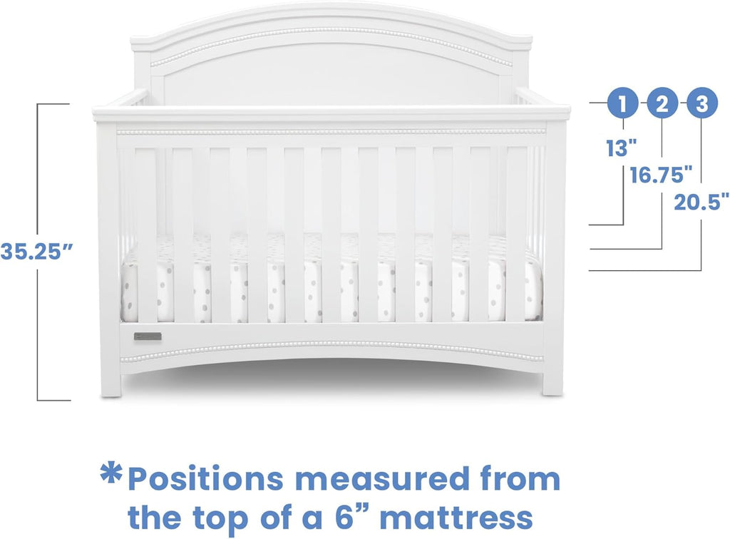 Simmons Kids SlumberTime Emma 4-in-1 Convertible Baby Crib N More - Greenguard Gold Certified, Bianca White