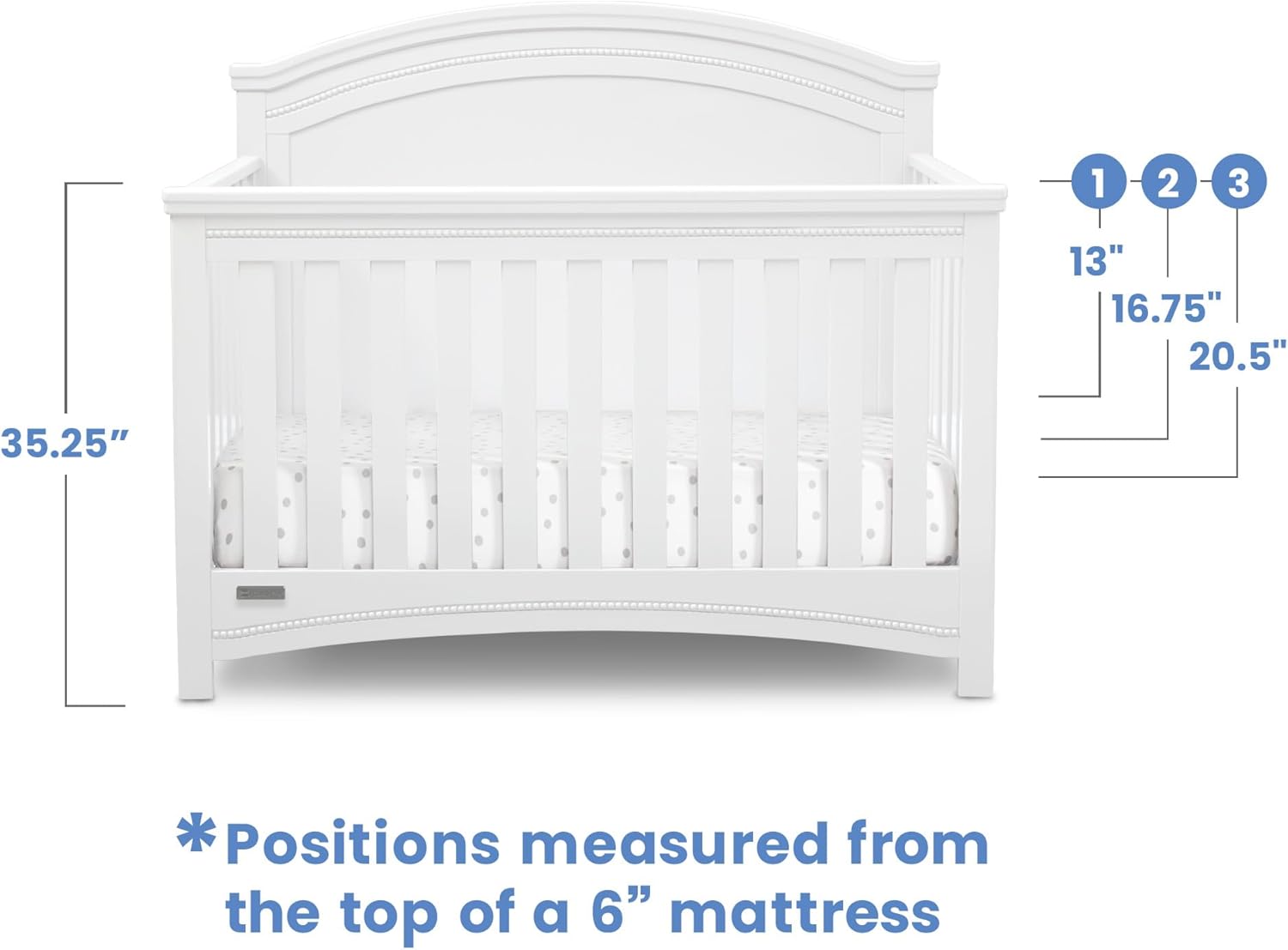 Simmons Kids SlumberTime Emma 4-in-1 Convertible Baby Crib N More - Greenguard Gold Certified, Bianca White
