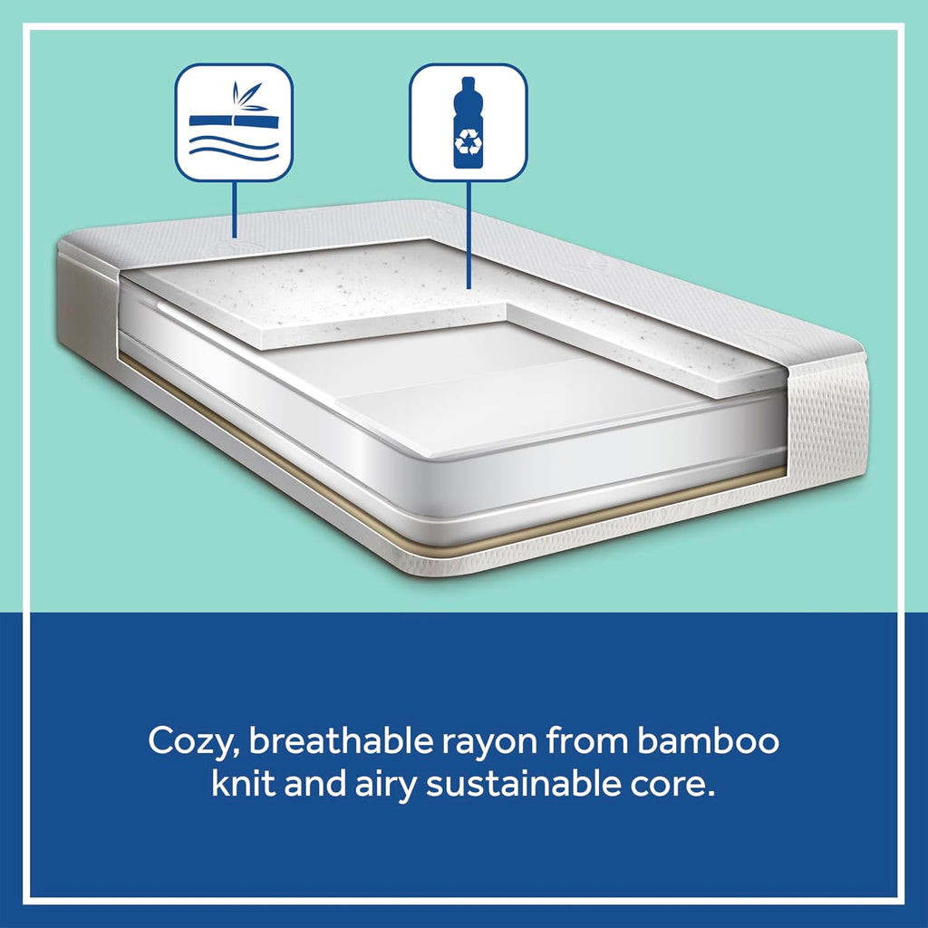 Sealy Baby Cozy Brilliance Breathable Crib Mattress, GREENGUARD GOLD Certified, Made in USA, Firm Dual Firmness, Toddler Bed Fit, Rayon, Waterproof, Non Toxic, Washable Zip Cover, 52” x 28