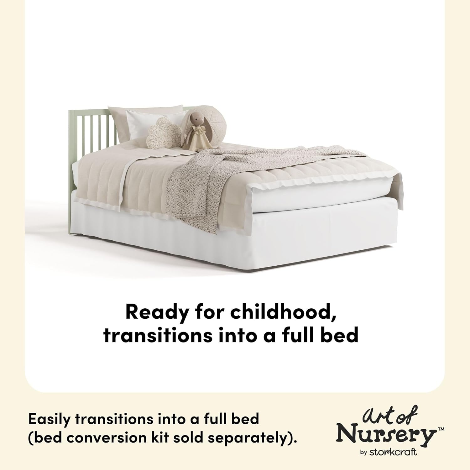 Storkcraft Casablanca Convertible Crib with Drawer and Toddler Guardrail (Sage) – GREENGUARD Gold Certified, Toddler Bed Conversion Kit Included, Fits Standard Crib Mattress, Crib with Storage
