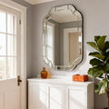 39.4" x 27.6" Wall Mounted Living Room Mirrors for Wall, Scalloped Arched Wall Mirror Decorative with Beveled Wavy Rounded Corner for Bathroom, Dining Room, Entry Way