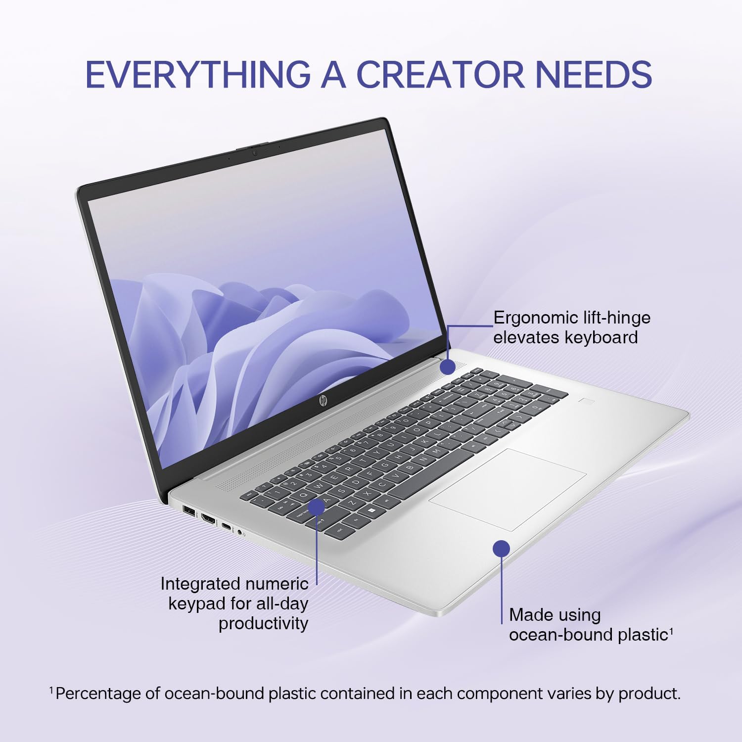 HP 17t Performance Business Laptop, 17.3" FHD, Intel Core i7-1355U, 16GB RAM, 1TB SSD, Fingerprint Reader, HDMI, SuperSpeed USB, Wi-Fi 6, Backlit Keyboard, Windows 11 Pro, Silver