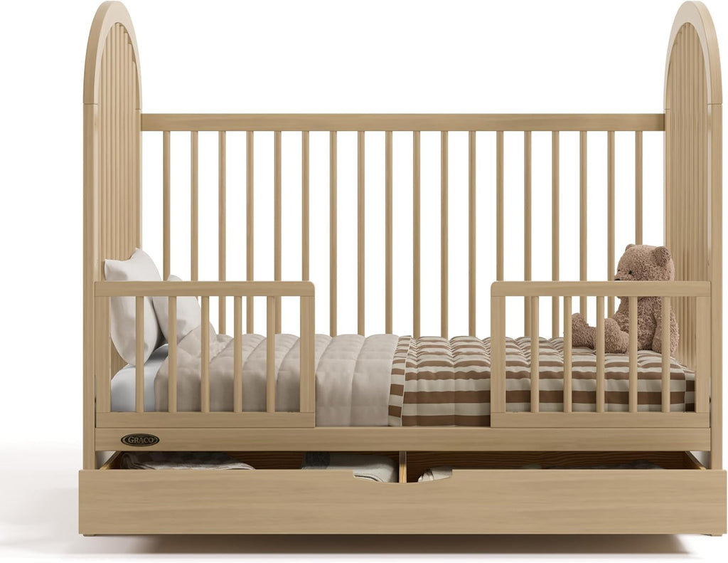 Graco Olivia 3-in-1 Convertible Crib with Drawer – Converts from Baby Crib to Toddler Bed and Daybed, GREENGUARD Gold Certified, Baby Safety Alliance Verified, Easy Assembly (Driftwood)