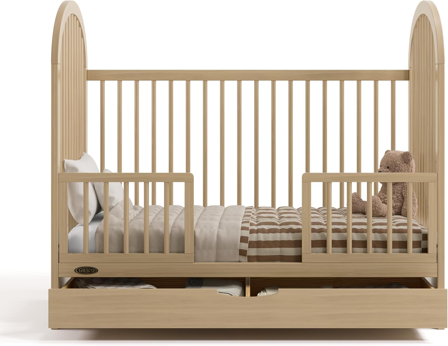 Graco Olivia 3-in-1 Convertible Crib with Drawer – Converts from Baby Crib to Toddler Bed and Daybed, GREENGUARD Gold Certified, Baby Safety Alliance Verified, Easy Assembly (Driftwood)