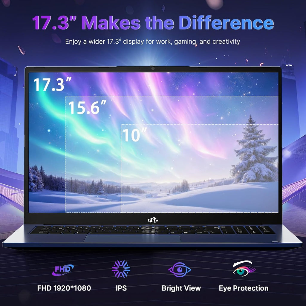 NIMO 17.3 Gaming-Laptop Ryzen 9 8945HS (Beat i9-13900H, Up to 5.2GHz) 16GB RAM, 1TB SSD, Radeon 780M, PD 100W Type-C AI-Enhanced for Copilot VR Ready, 75W Battery, Backlit Keyboard, Fingerprint