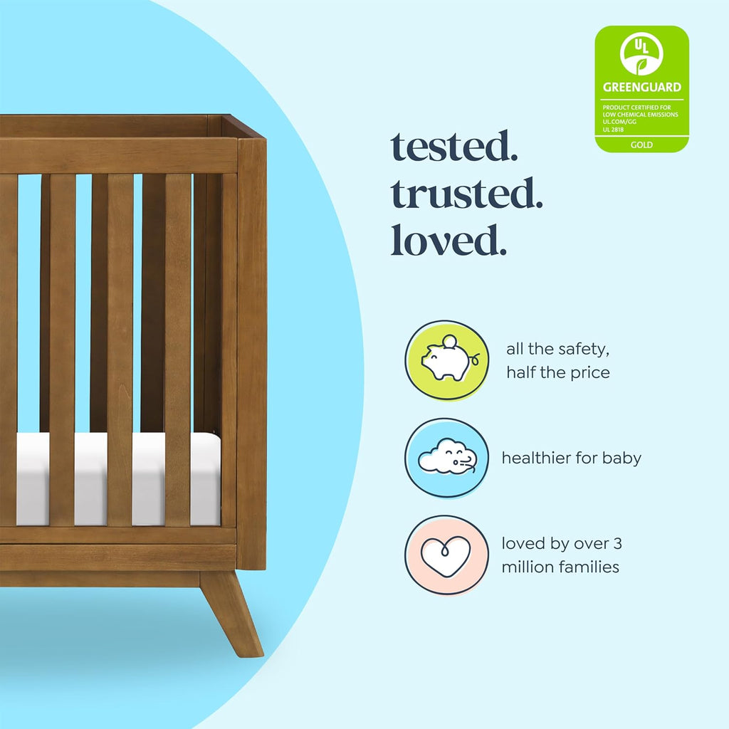 Davinci Otto 3-in-1 Convertible Mini Crib with 4" Mattress in Walnut, Greenguard Gold Certified