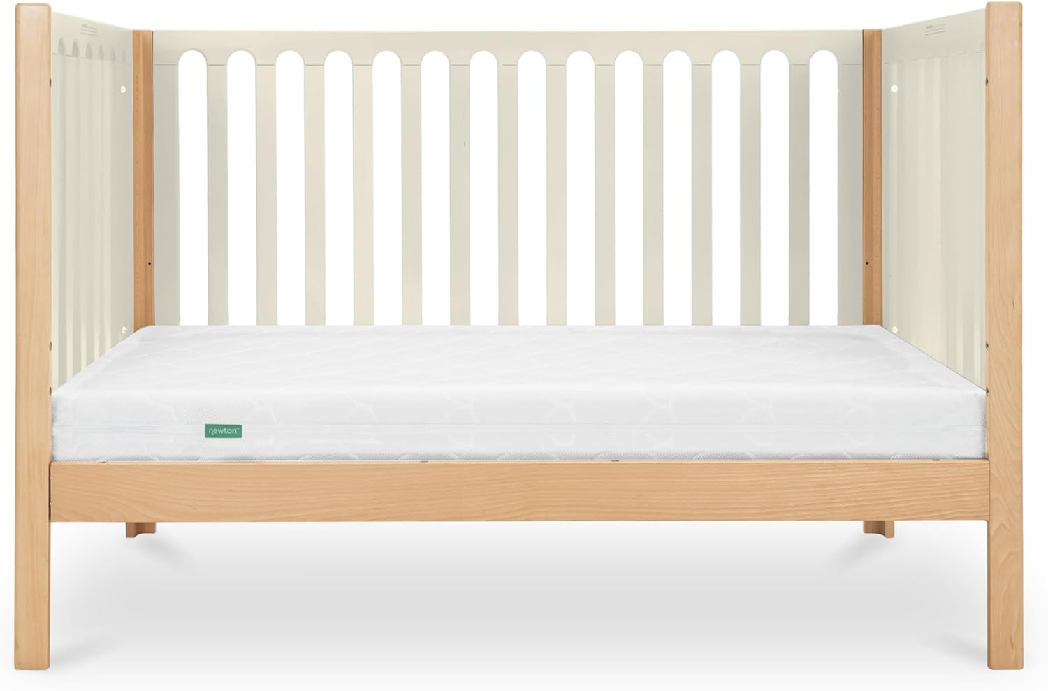 Newton Baby Galileo Standard Crib, Solid Beech Wood in Natural/Dove 2-Tone Color, 3-in-1 Convertible Crib with Toddler Bed Conversion Kit, Ultra-Safe Non-Toxic Finish
