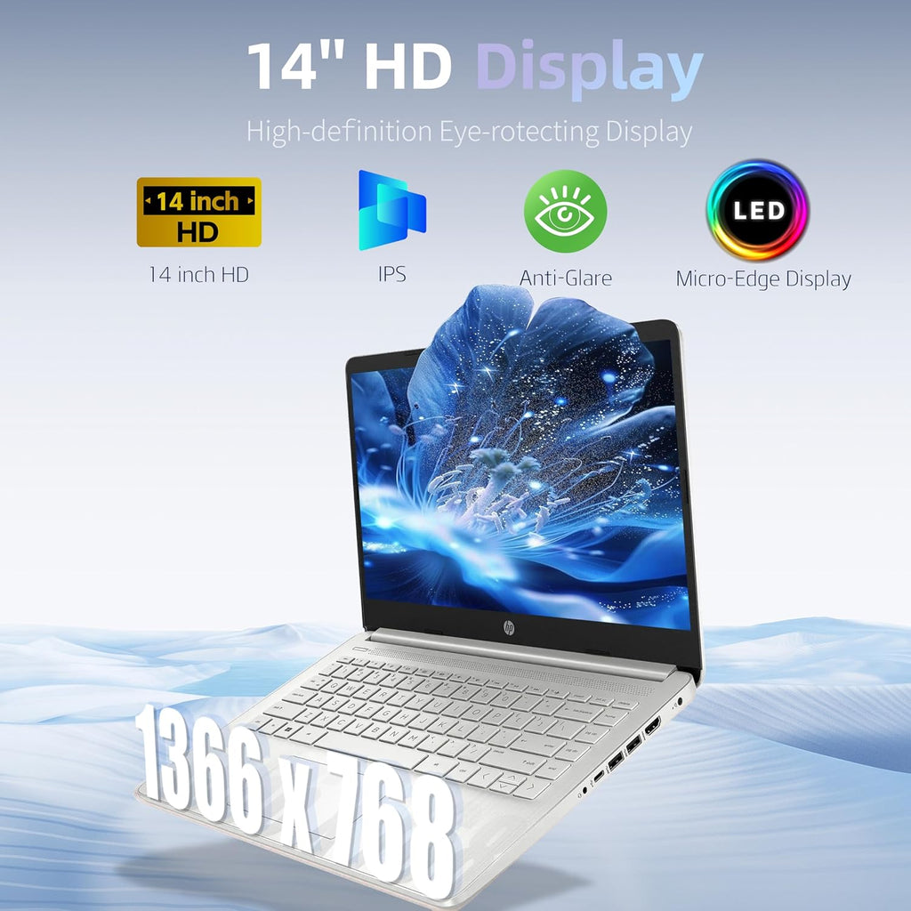 HP Laptop Computer for Student Daily Study, 1-Year Microsoft Office 365, Intel Processor N150, 4GB RAM, 128GB Storage, Long Battery Life & Fast Charging, Windows 11 Home, Natural Silver
