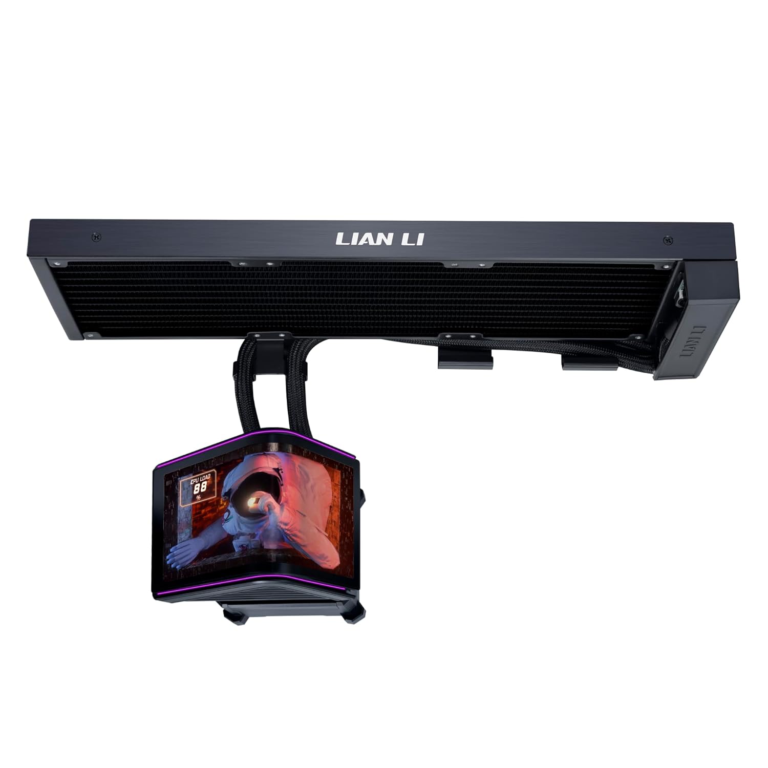 Lian Li Hydroshift II OLED Curved 360 Liquid CPU Cooler - Flexible Slide-Tube Clamp Coolant Pathway - Adjustable 6.67" 2K Screen - 3D Animation Effects - LGA 1851/1700, AMD AM5/4 - Black (HS2OLDC36NB)