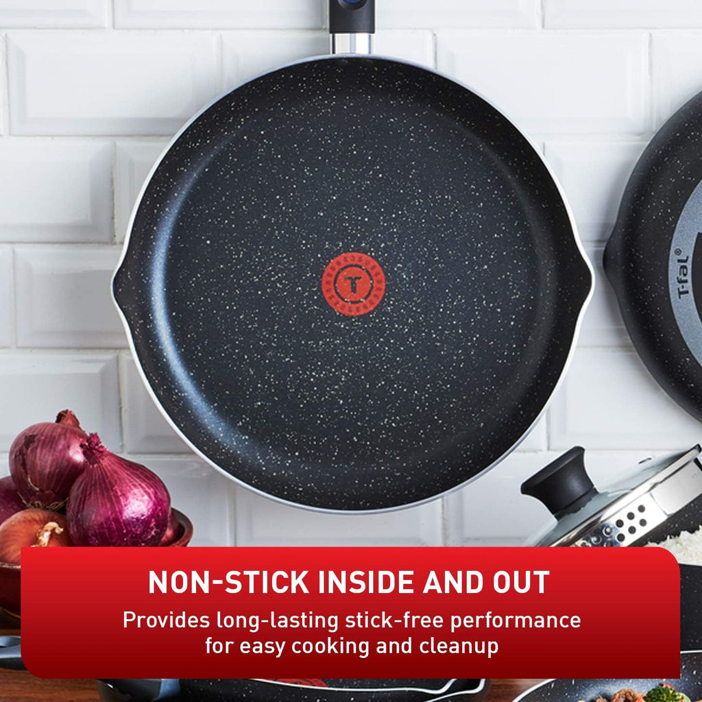 T-fal Signature 9pc Cookware Set, Non Stick pots and Pans, Non Toxic Cookware Set, Thermo-spot Heat Indicator, Dishwasher Safe, Black