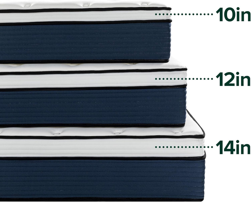 Zinus 12 Inch Comfort Support Hybrid Mattress New Version, Queen, Fiberglass Free, Medium Plush, Motion Isolation, Certified Safe Foams & Fabric, Mattress in A Box