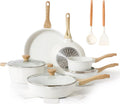 SENSARTE Nonstick Ceramic Cookware Set 16-Piece, Healthy Pots and Pans Set, Non-toxic Kitchen Cooking Set with Stay-Cool Handles, Silicone Utensils and Pot Protectors, PFAS/PTFE/PFOA Free