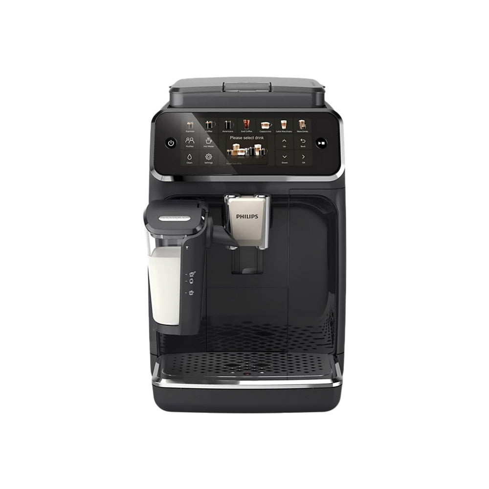PHILIPS Kaffeevollautomat EP4441/50 4400 Series, 12 Kaffeespezialitäten (heiß oder eisgekühlt), LatteGo-Milchsystem, SilentBrew Technologie – Schwarz