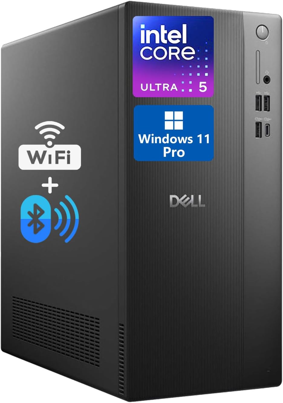 Dell Tower Desktop Computer, Intel Core Ultra 5, 16GB DDR5 RAM, 512GB PCIe SSD, Windows 11 Pro Business Workstation, Intel AI Boost NPU, HDMI, DisplayPort,Keyboard Mouse, Wi-Fi 6+Bluetooth