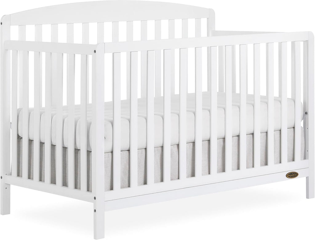 Dream On Me Odelle 5-in-1 Convertible Full-Size Baby Crib in White, GreenGuard Gold & JPMA Converts to Toddler, Day & Full-Size Bed, Sustainable Pinewood, 3 Mattress Heights