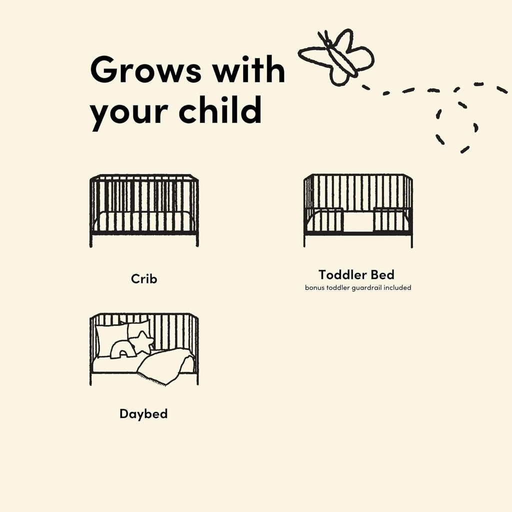 Storkcraft Amalfi 5-in-1 Convertible Crib with Toddler Guardrail – GREENGUARD Gold Certified, Conversion Kit Included, Fits Baby Crib Mattress, Converts to Full Bed (Driftwood)