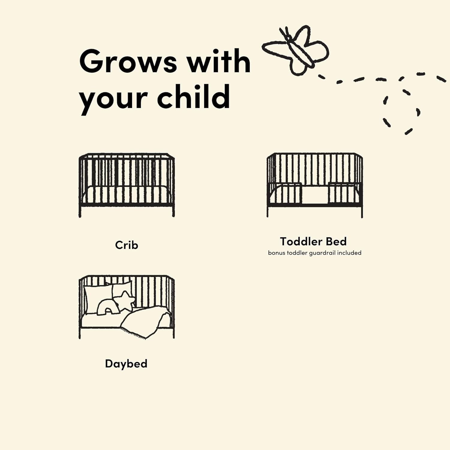 Storkcraft Amalfi 5-in-1 Convertible Crib with Toddler Guardrail – GREENGUARD Gold Certified, Conversion Kit Included, Fits Baby Crib Mattress, Converts to Full Bed (Driftwood)