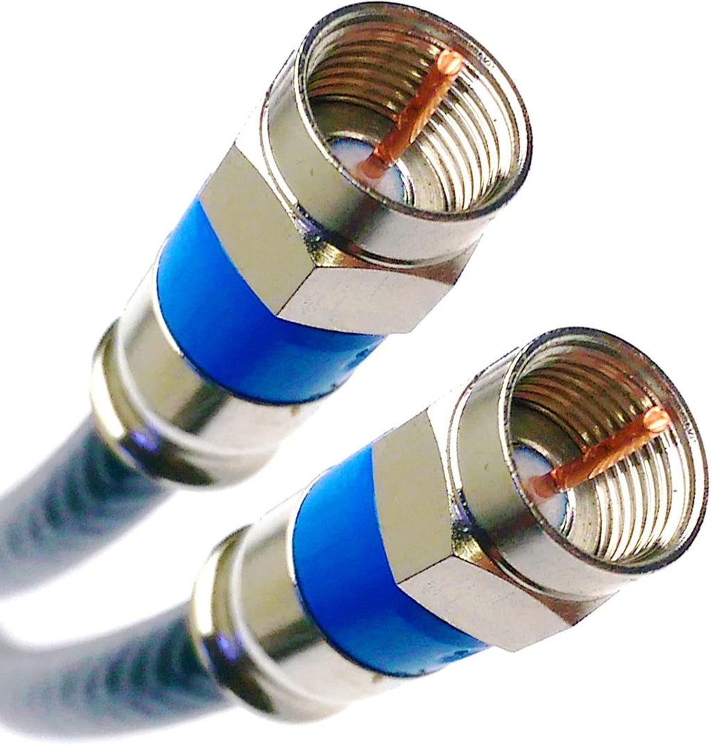 PHAT SATELLITE 100ft Quad Shield Indoor Outdoor Solid Copper RG-6 Coaxial Cable 3Ghz 75 Ohm DIRECTV Approved Satellite TV or Broadband Internet Belden SNAP N Seal RG6 Fittings Assembled in USA INTL