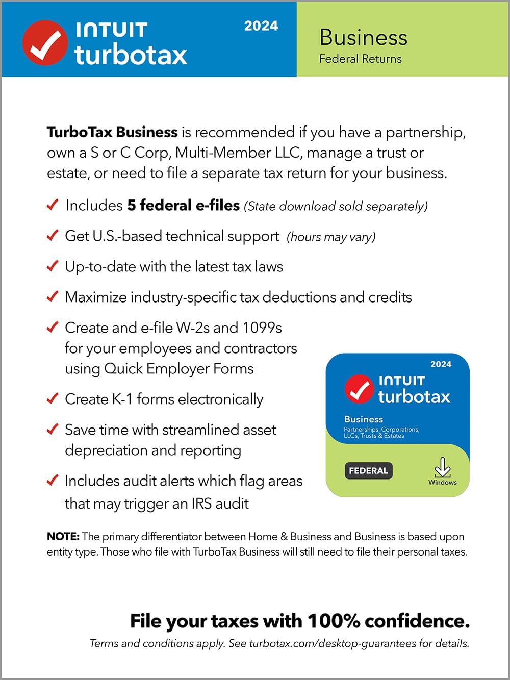 OLD VERSION TurboTax Business 2024 Tax Software, Federal Tax Return PC Download