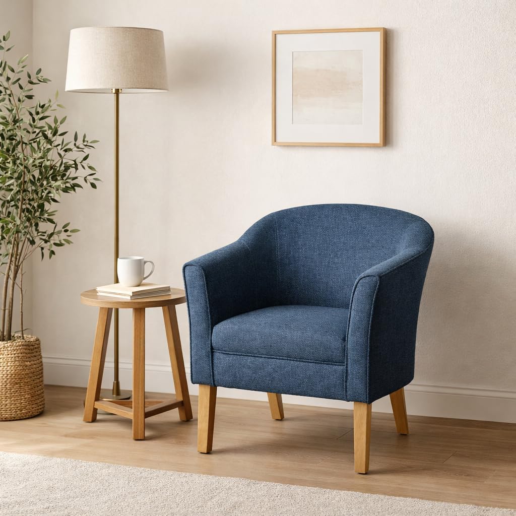 HomePop Barrel Shaped Accent Chair, Blue Texture