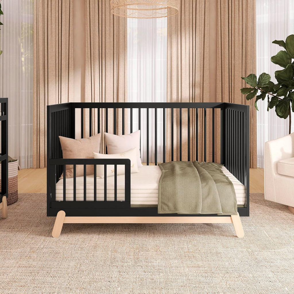 Dream On Me Hygge 5-in-1 Convertible Full-Size Baby Crib in Matte Black Vintage, GreenGuard Gold & BSA, Converts to Toddler, Day & Full-Size Bed, Adjustable Mattress Heights, Modern Nursery