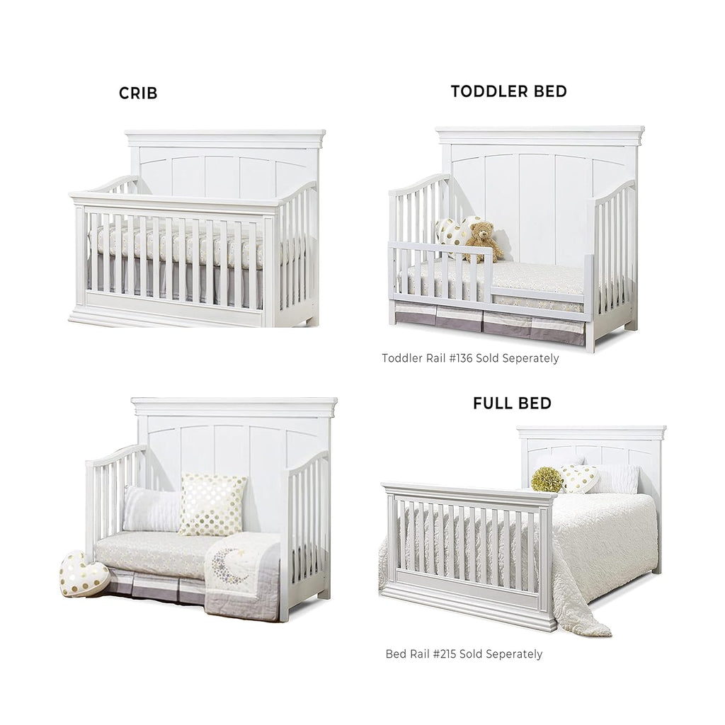 Sorelle Furniture Modesto Classic 4-in-1 Convertible Crib, Wooden Baby Bed, Non-Toxic Finish, Toddler Bed, Daybed & Full-Size Bed, Nursery Furniture-White