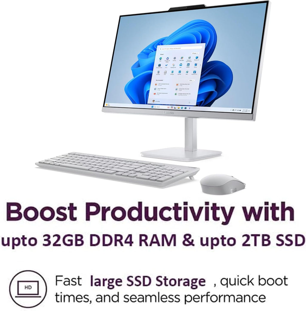 Lenovo 24" FHD All-in-One Desktop Computer, Intel 4-Core Processor (Beats i3-1110G4), 16GB RAM, 512GB PCIe SSD, HDMI, WiFi 6, RJ45, Bluetooth, Business AIO, Vent-Hear, Keyboard & Mouse, Windows 11 Pro