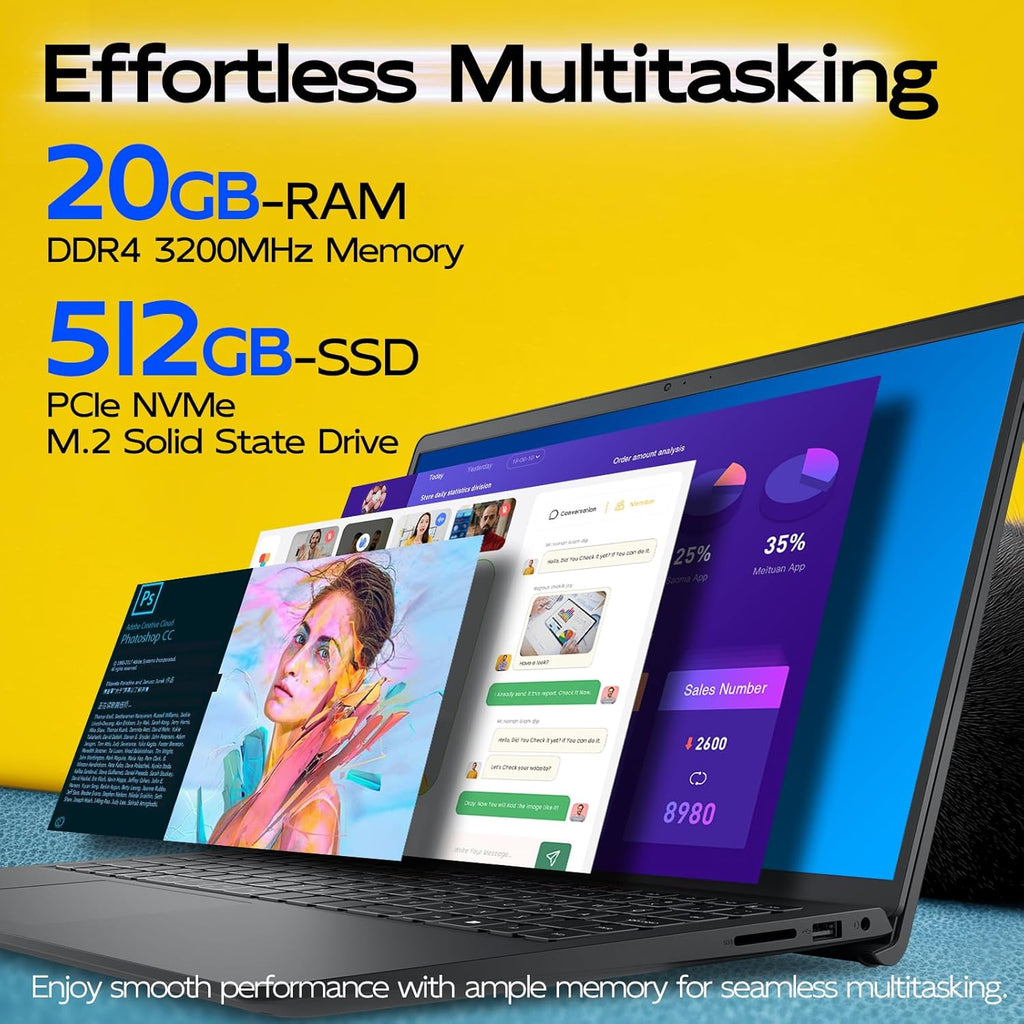 Dell Laptop 15 LDC15250 Touchscreen, Intel i5-1334U(10-Core), 20GB RAM, 512GB SSD, 15.6 FHD Anti-Glare Display for Business & Students, Windows 11 Pro, Windows Copilot