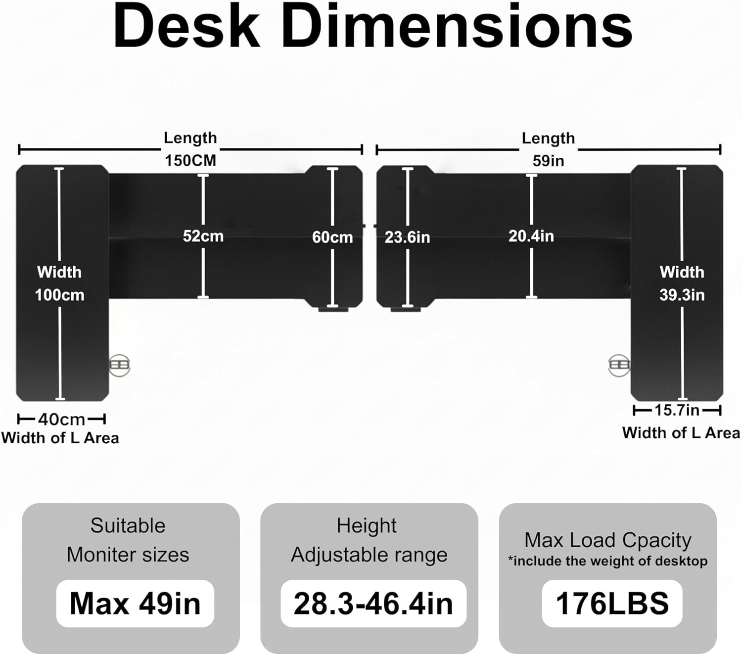 Acrolix L Shaped Electric Standing Desk - 59x40 Inch Reversible Corner Sit Stand Desk with Hook&Cup Holder,Electric Height Adjustable Table,for Home Office Gaming Computer Desk, Rustic Brown