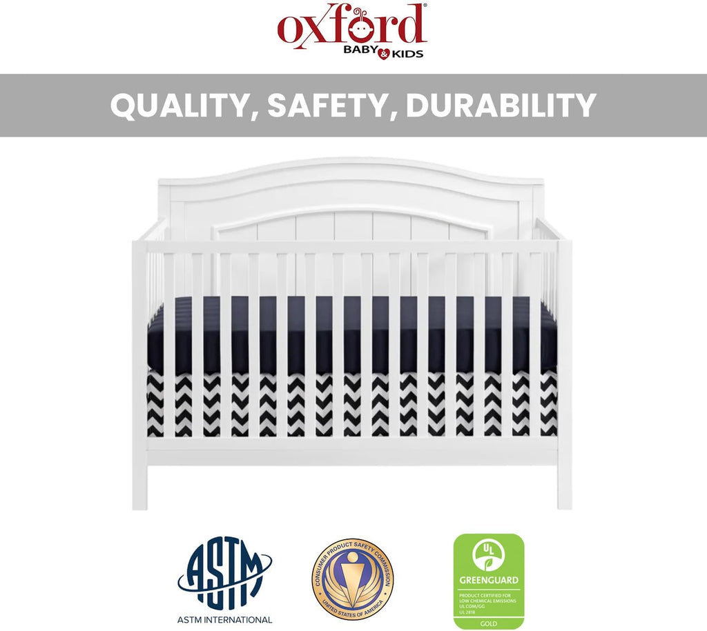Oxford Baby North Bay 4-in-1 Convertible Crib, Snow White, GreenGuard Gold Certified