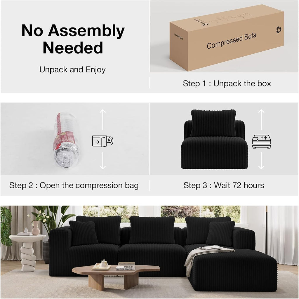Novilla 141" Modular Sectional Sofa, Modern Cloud Sectional Couch with Smarts Coil® Support, L-Shape Boneless Couch for Living Room Apartments Bedroom, No Assembly Required (6 Seat)